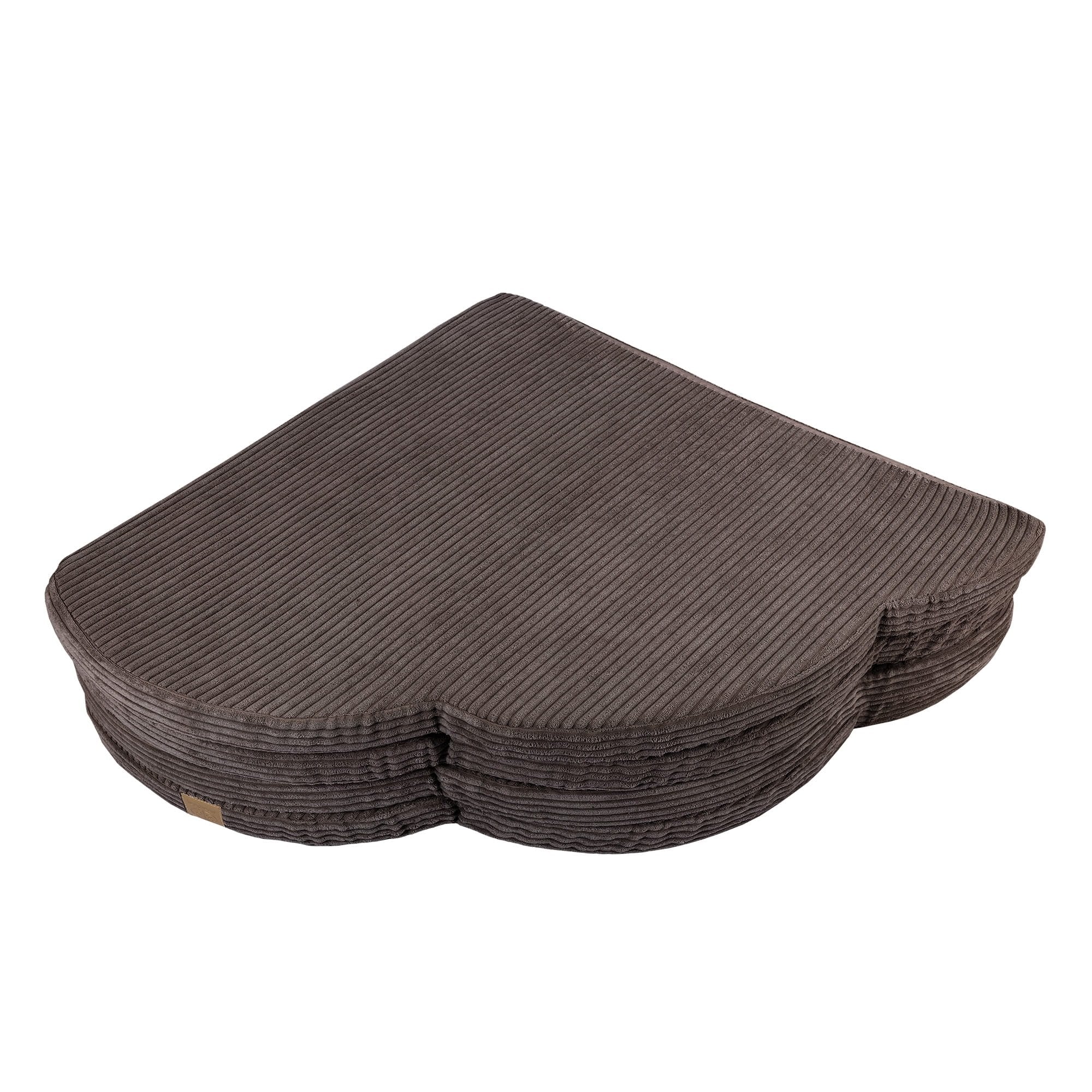 3. Brown cloud-shaped play mat for kids by MeowBaby folded flat with ribbed texture and visible brand tag