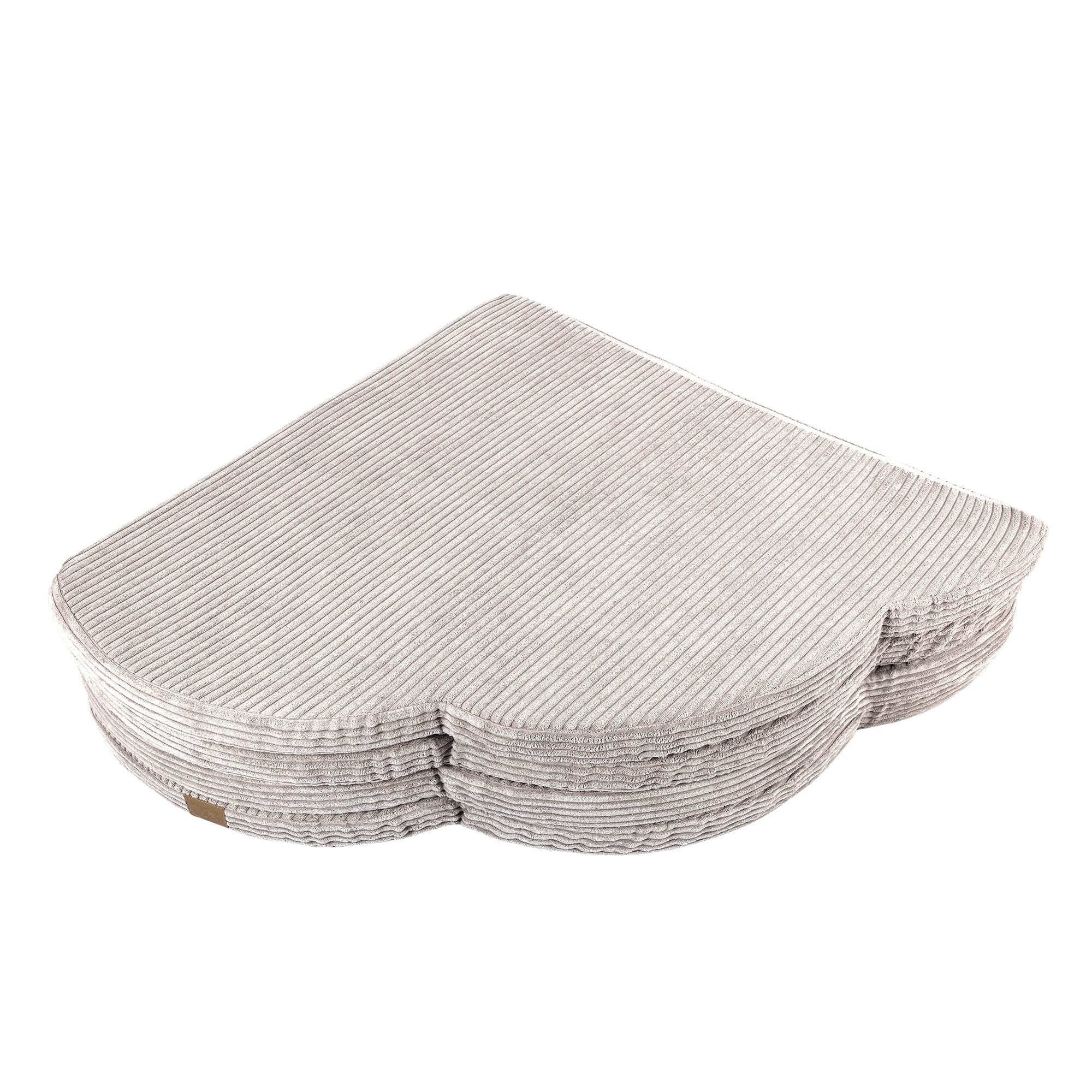 3. Folded cloud-shaped ecru play mat for kids with ribbed texture, shown in studio setting