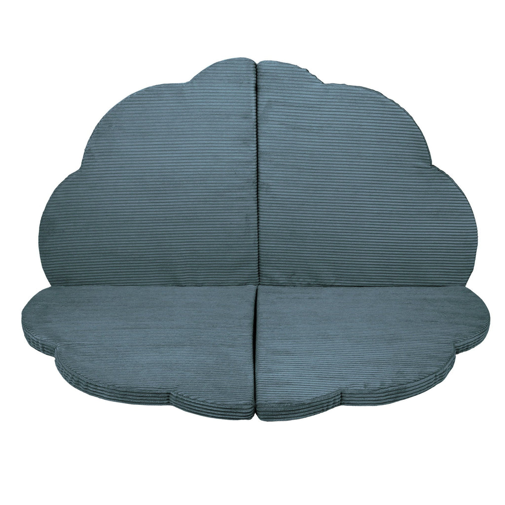 1. Turquoise cloud-shaped play mat for kids by MeowBaby, shown open with ribbed texture on a white background