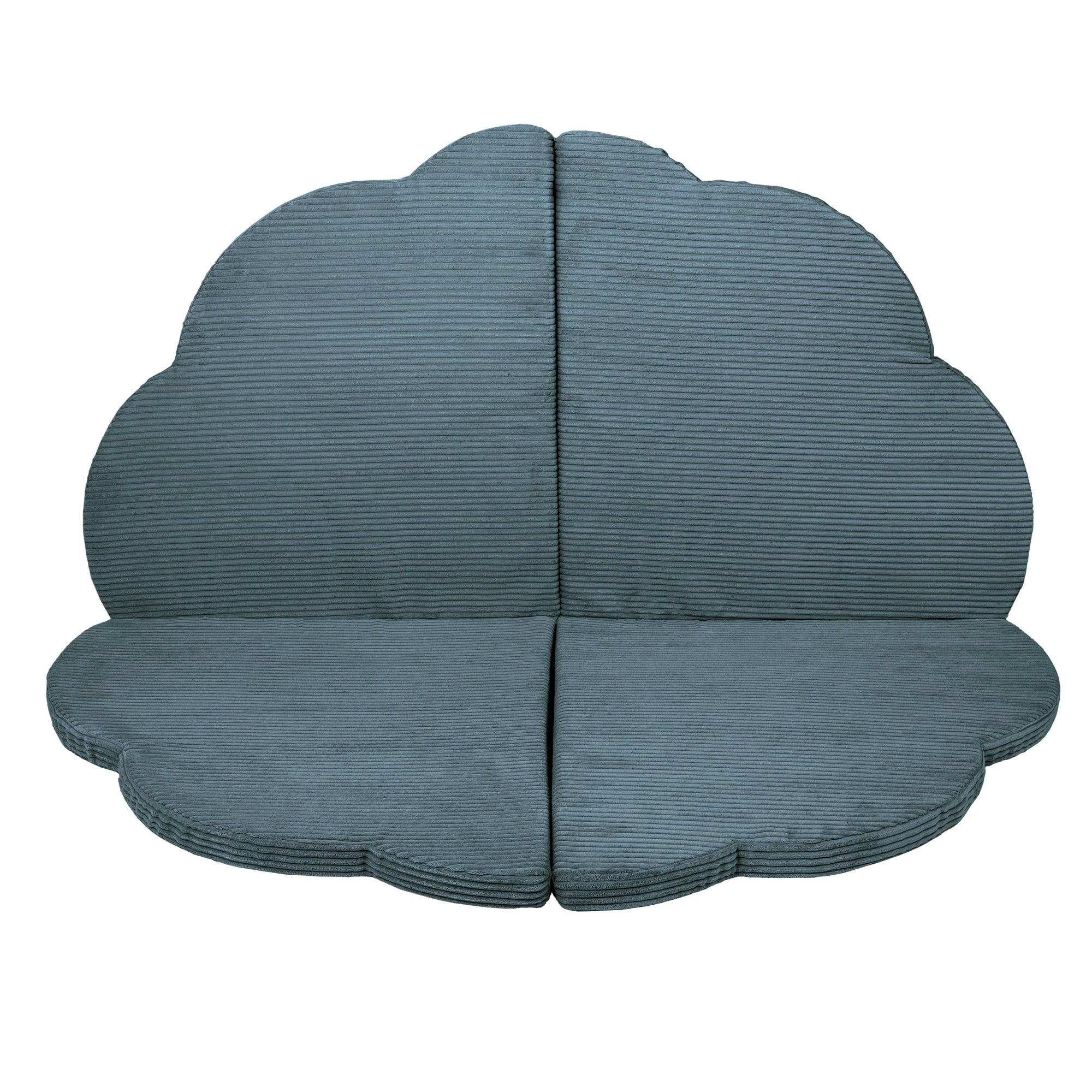 1. Turquoise cloud-shaped play mat for kids by MeowBaby, shown open with ribbed texture on a white background