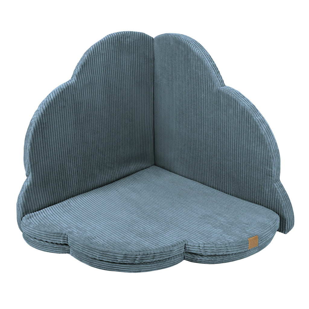 3. Turquoise cloud-shaped play mat for kids by MeowBaby, arranged in a corner with ribbed texture visible