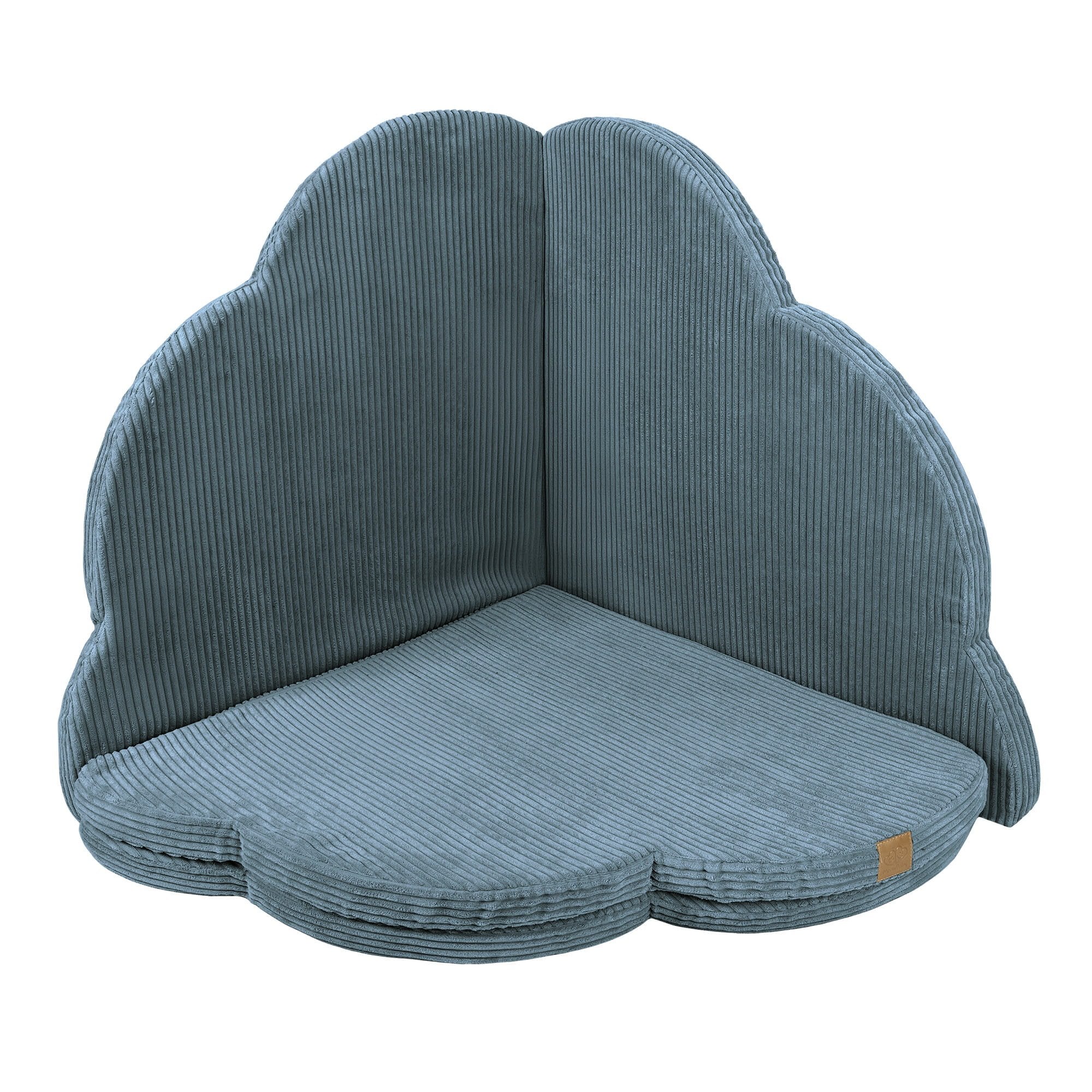 3. Turquoise cloud-shaped play mat for kids by MeowBaby, arranged in a corner with ribbed texture visible