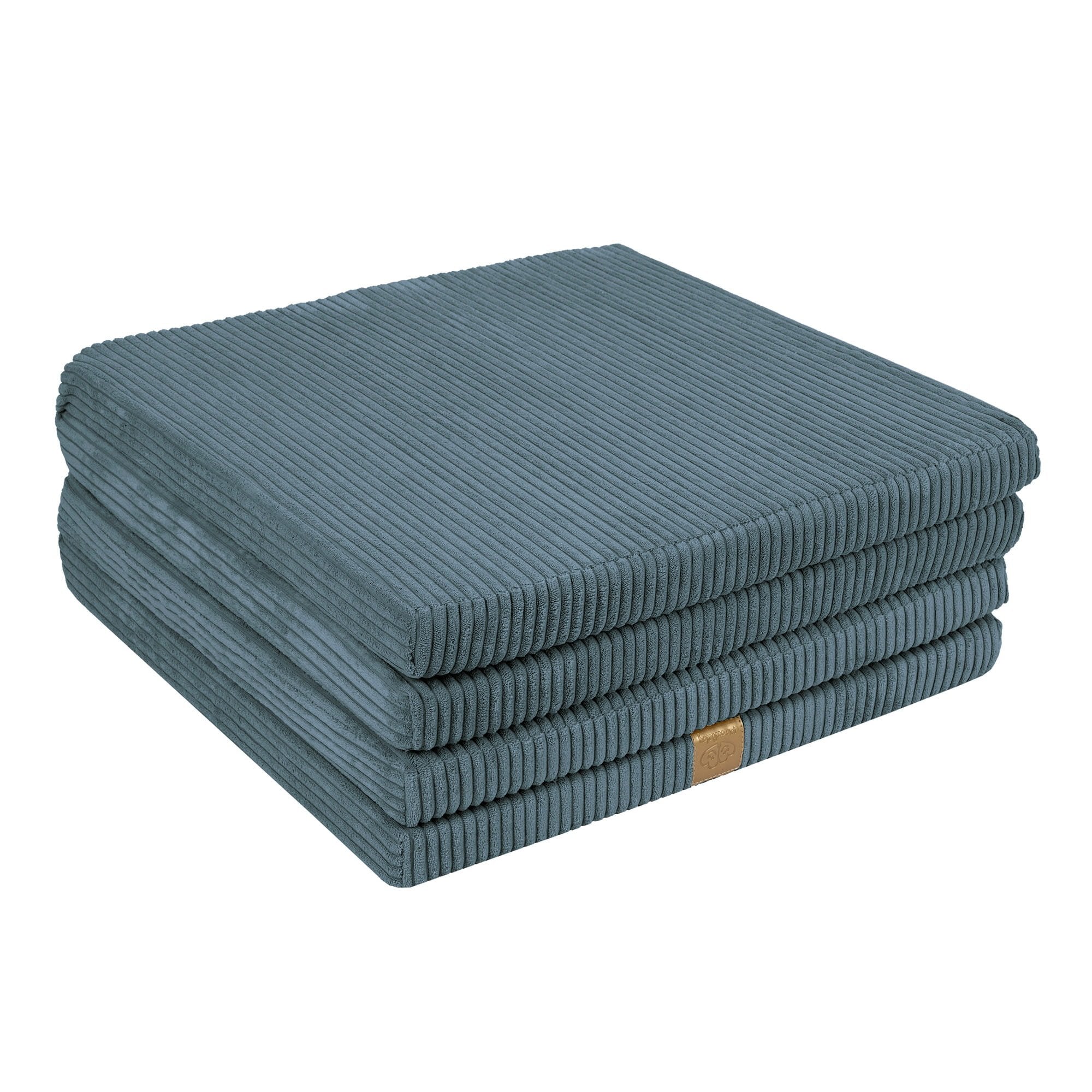 2. Folded square turquoise play mat for kids by MeowBaby, highlighting ribbed texture and compact design on a white background
