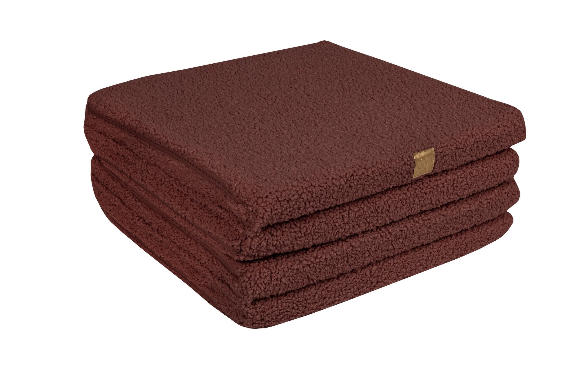 2. Folded square brown play mat for kids by MeowBaby with visible texture and logo tag