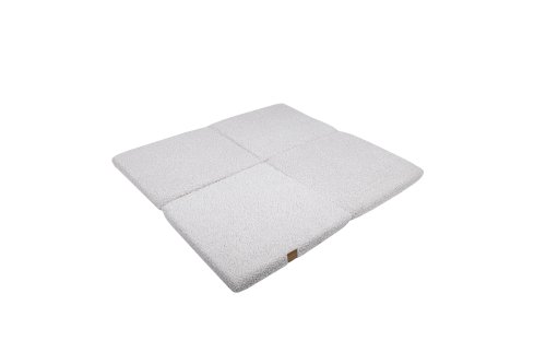 1. Square white play mat for kids by MeowBaby shown laid out flat on a black background