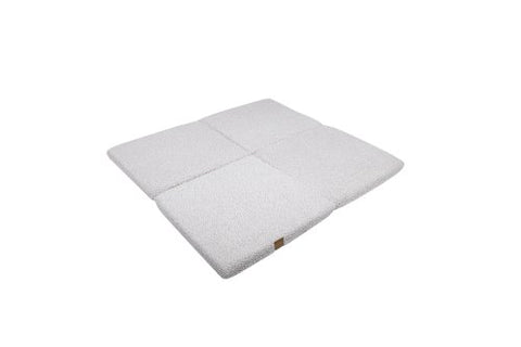 1. Square white play mat for kids by MeowBaby shown laid out flat on a black background