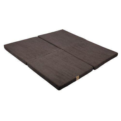 1. Brown square play mat for kids by MeowBaby, laid flat showing ribbed texture and foldable sections
