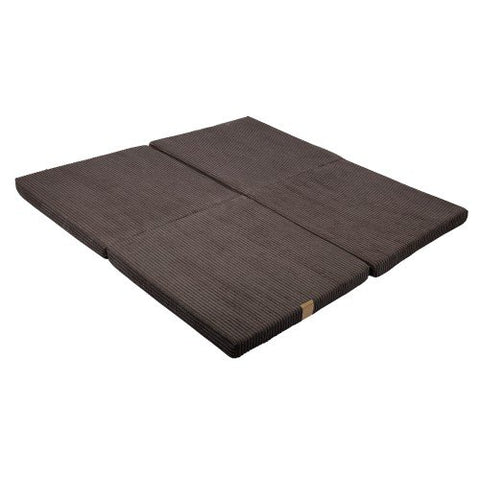 1. Brown square play mat for kids by MeowBaby, laid flat showing ribbed texture and foldable sections