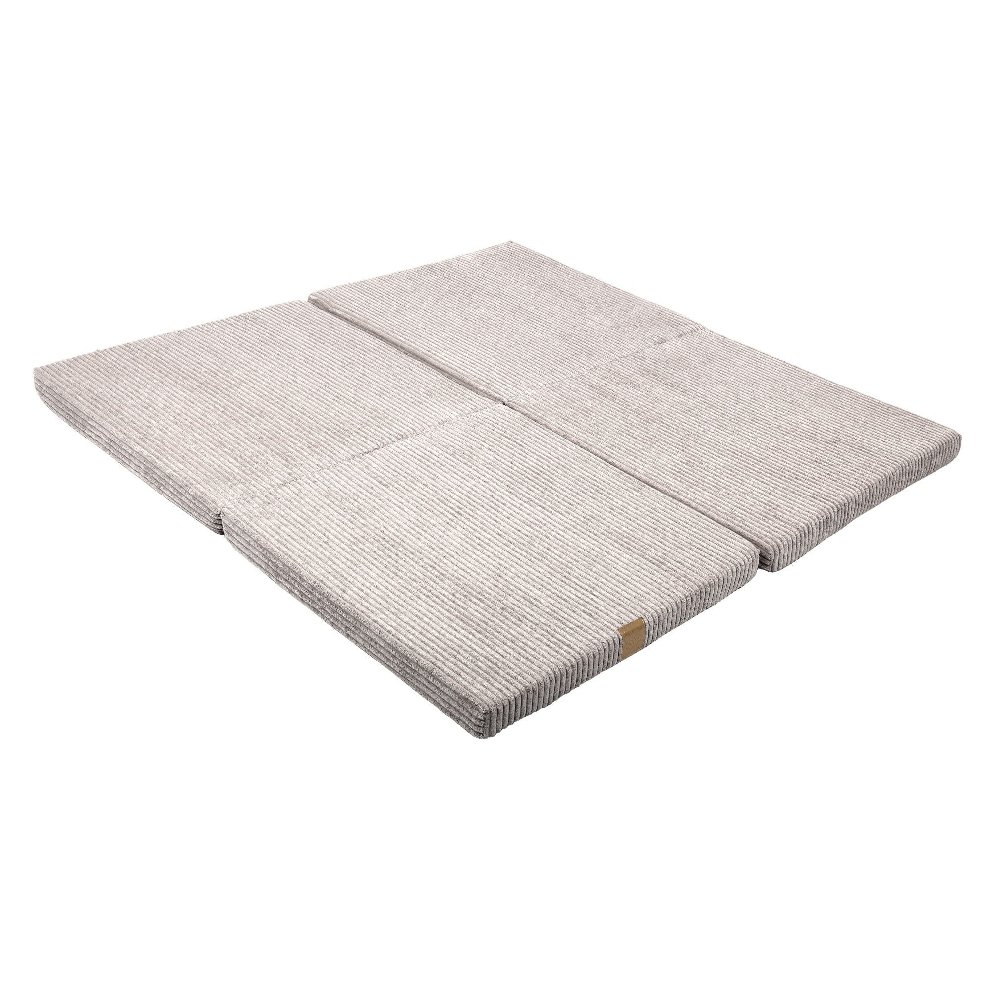 1. Square ecru play mat for kids by MeowBaby, laid out flat showing textured surface and stitching detail