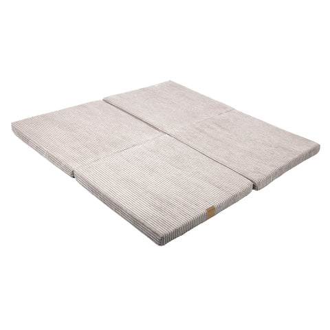 1. Square ecru play mat for kids by MeowBaby, laid out flat showing textured surface and stitching detail