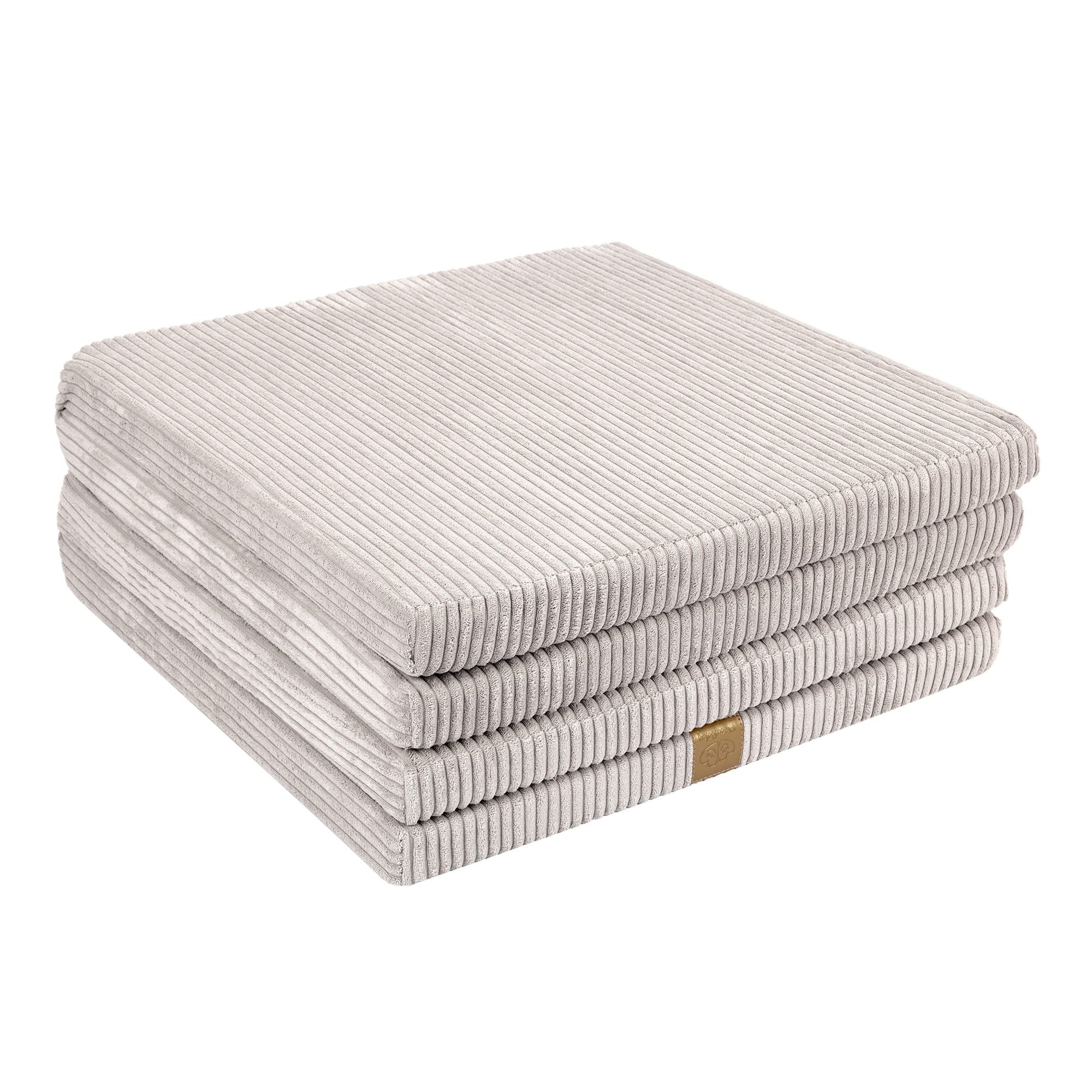 2. Folded square ecru play mat for kids by MeowBaby, highlighting compact storage and ribbed texture