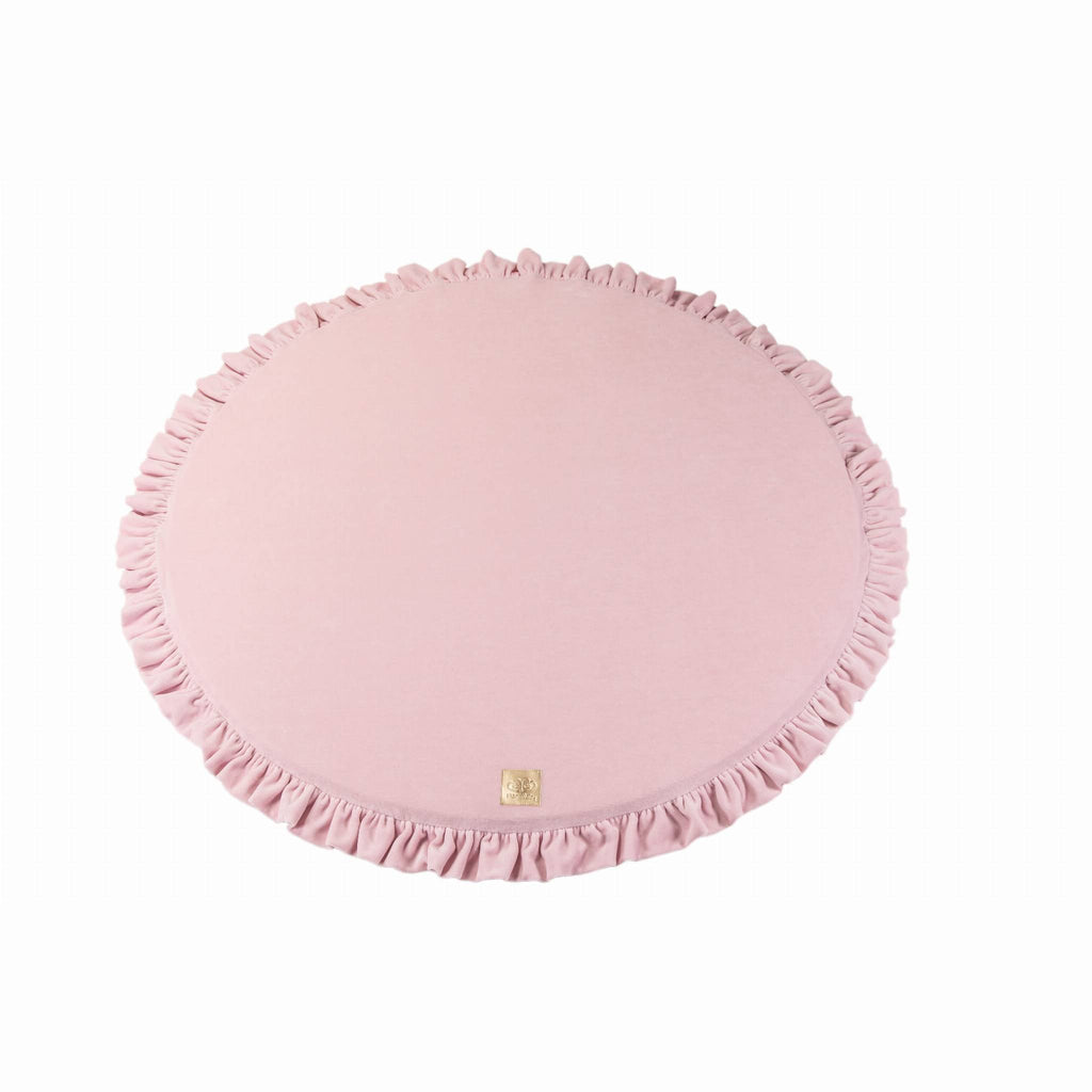 2. Pink round play mat with frill detail on clean white background