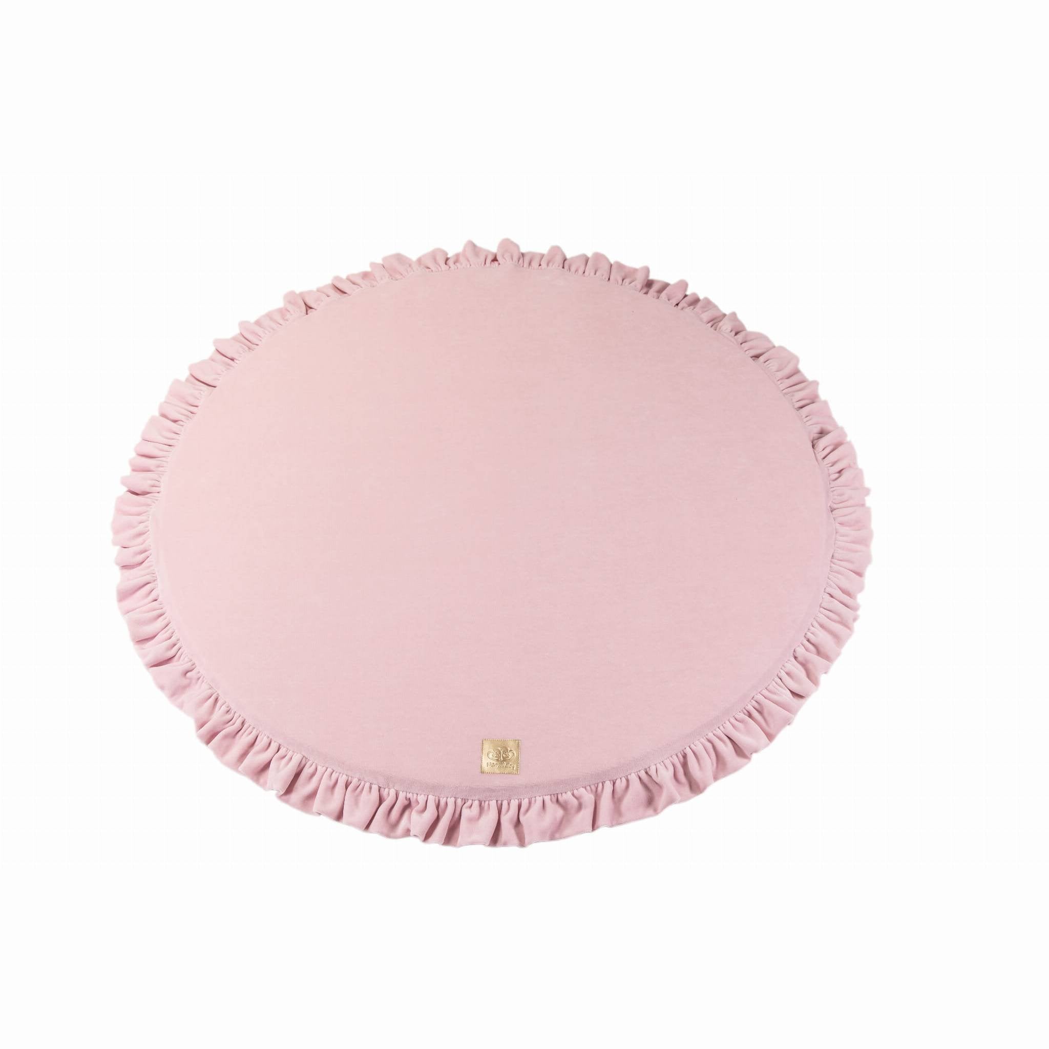 2. Pink round play mat with frill detail on clean white background