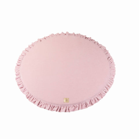 2. Pink round play mat with frill detail on clean white background