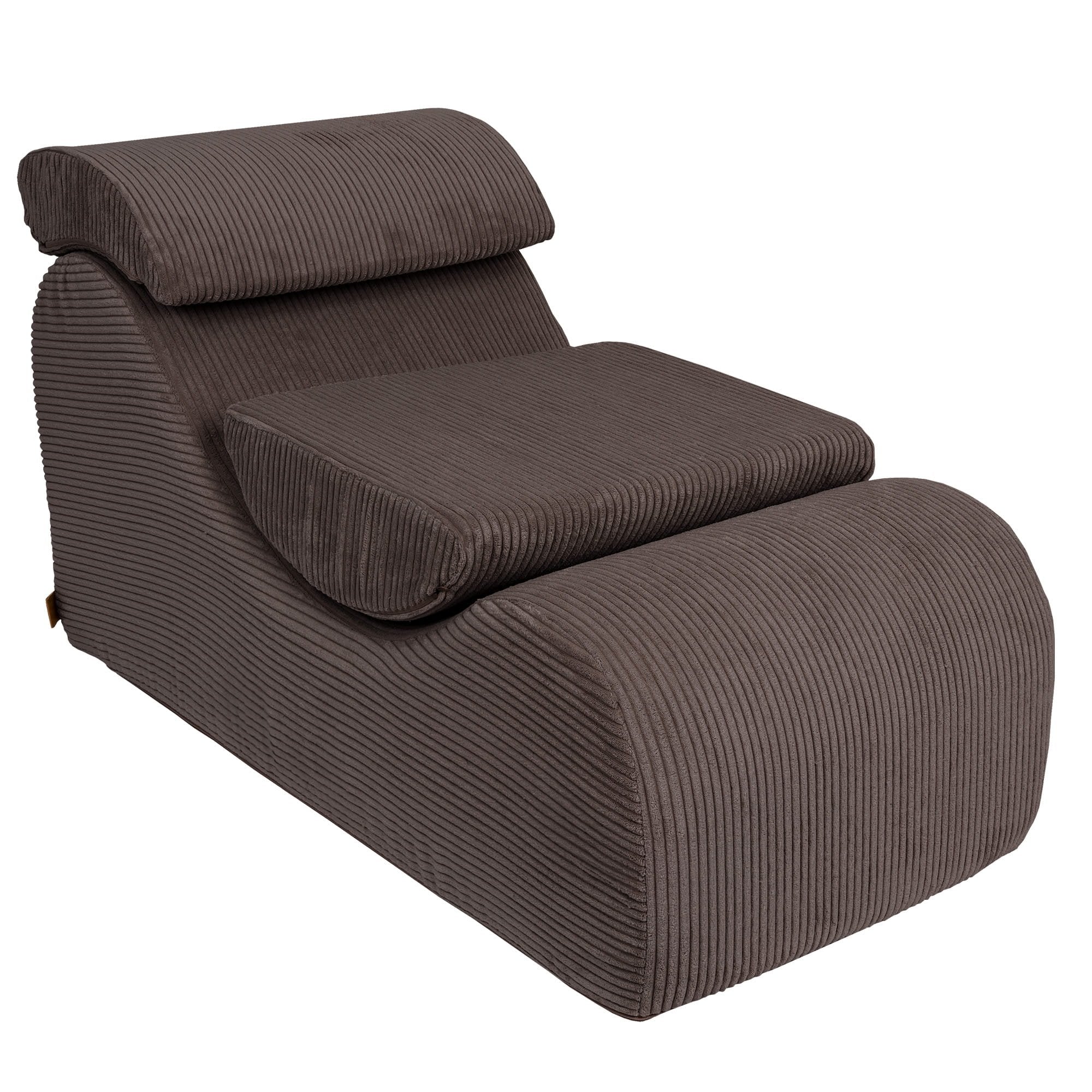 1. Brown wave lounger with ergonomic design and removable headrest on a white background