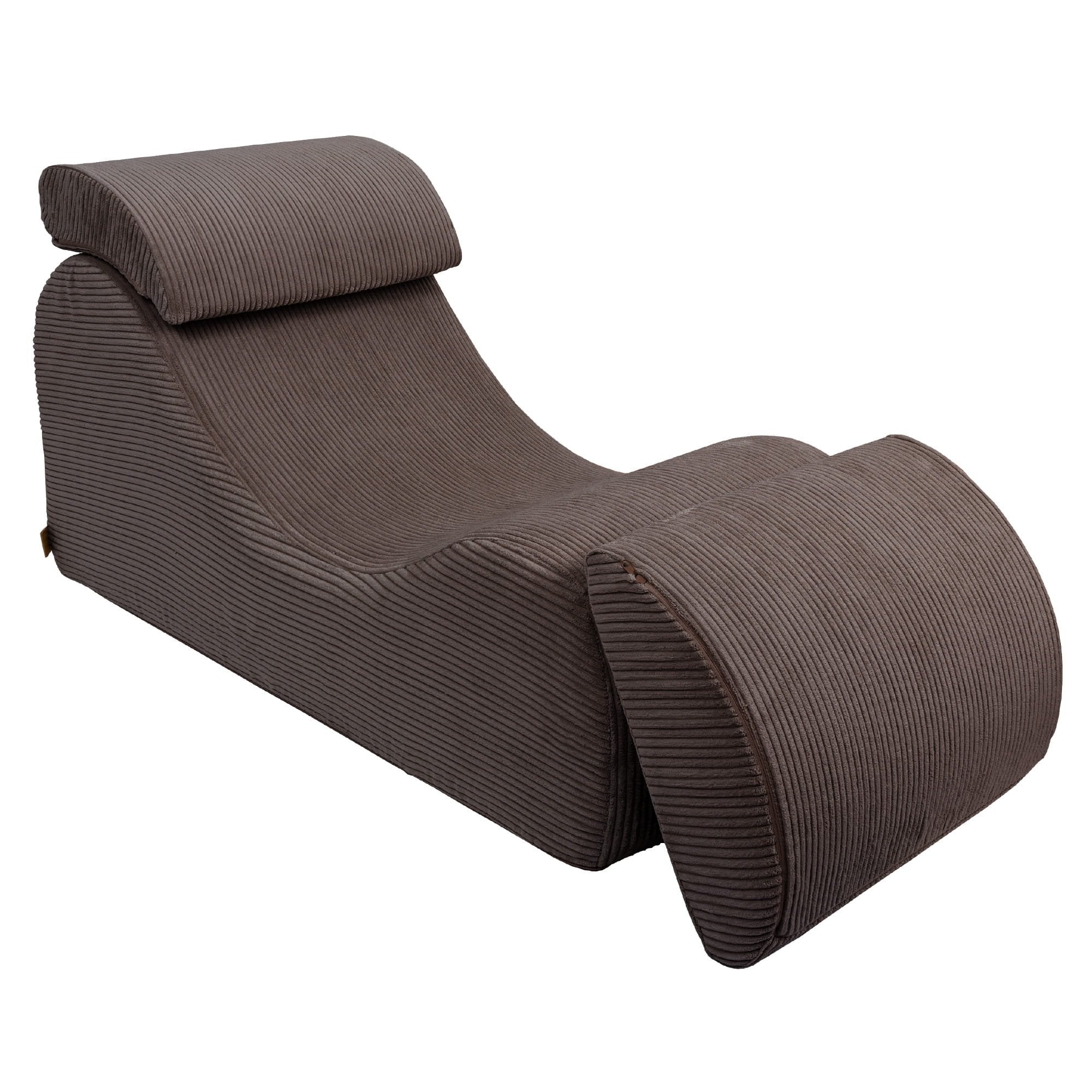 5. Brown wave lounger with ergonomic S-shape and ribbed fabric