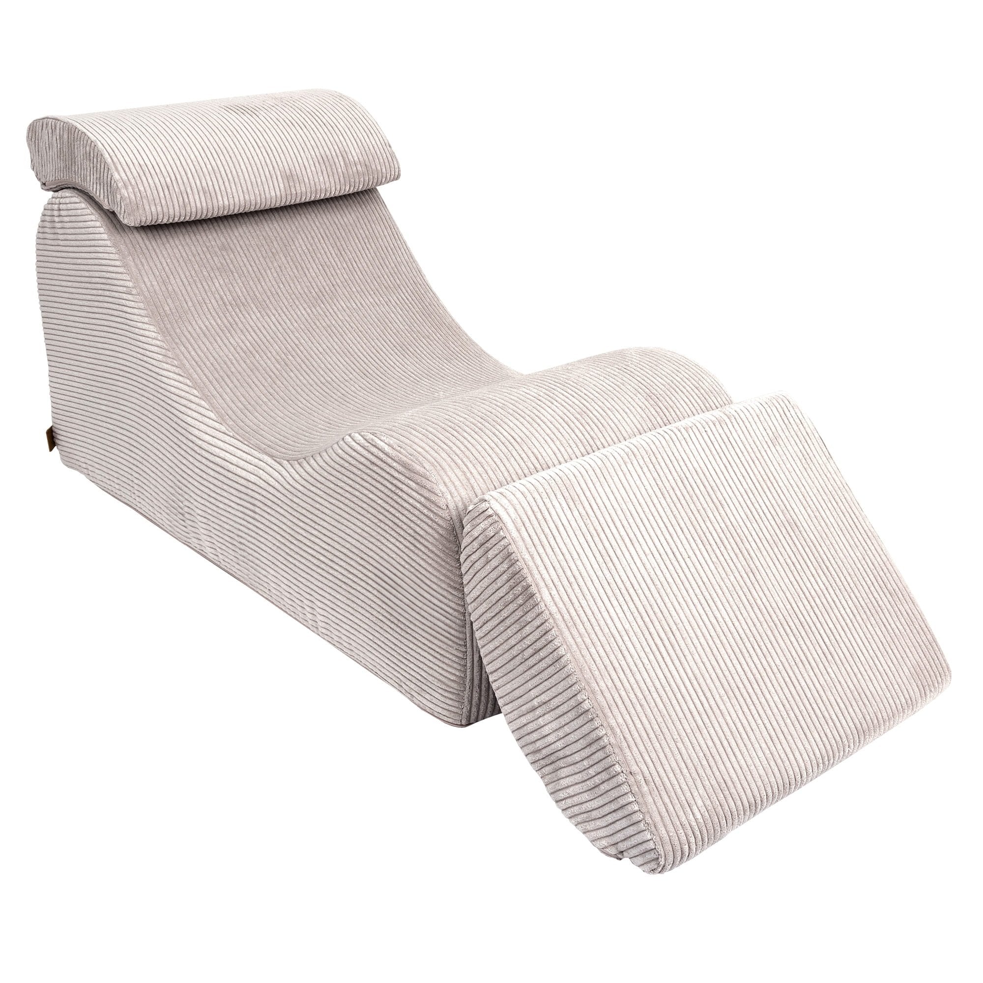 5. Ecru wave lounger with partially extended footrest and headrest in ribbed fabric