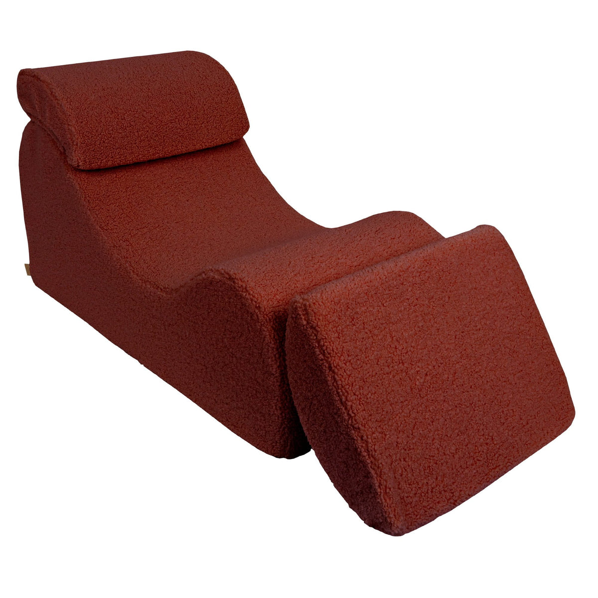 4. Brown Bearly Wave Lounger with footrest partially extended, emphasizing ergonomic design