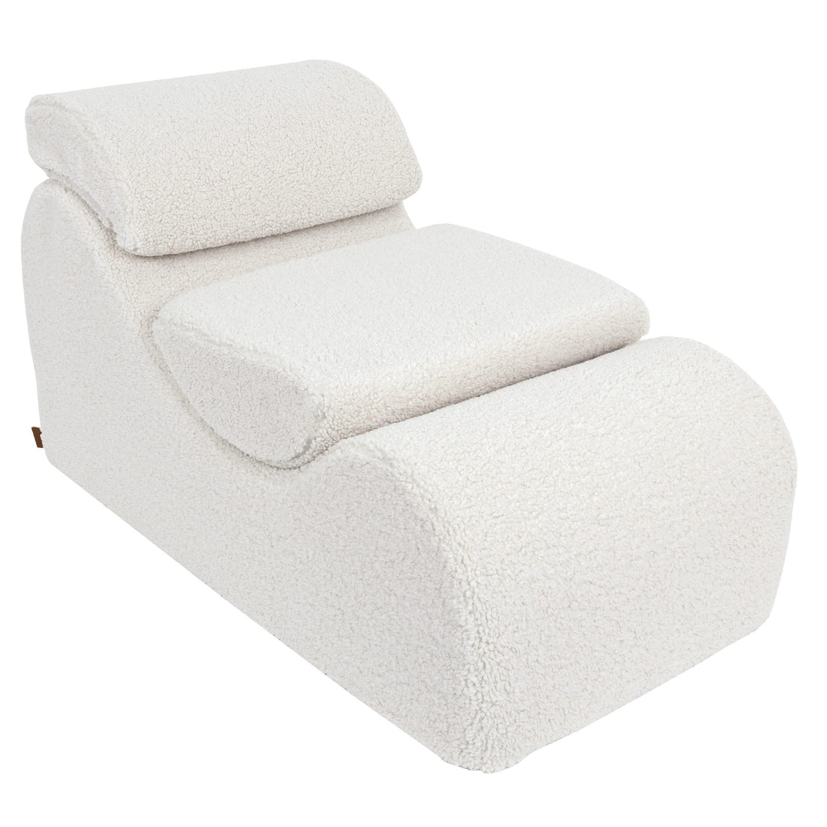 1. Cream-colored Wave Lounger with ergonomic design and removable headrest, shown in a studio setting