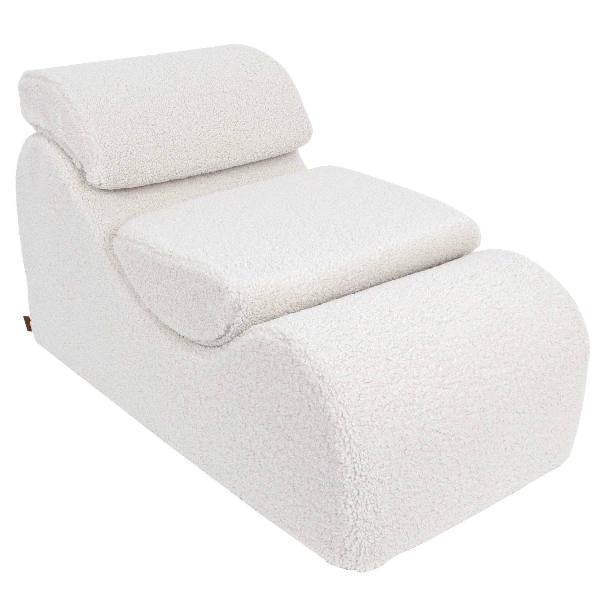 1. Cream-colored Wave Lounger with ergonomic design and removable headrest, shown in a studio setting