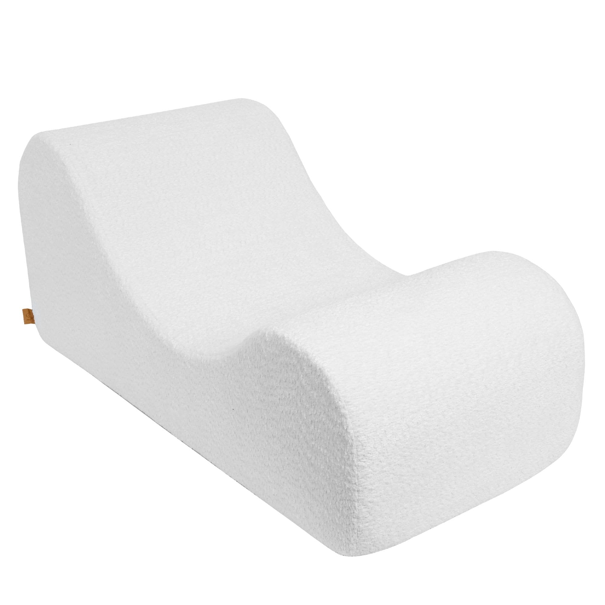 6. White boucle Wave Lounger without headrest, highlighting its minimalist S-shaped design