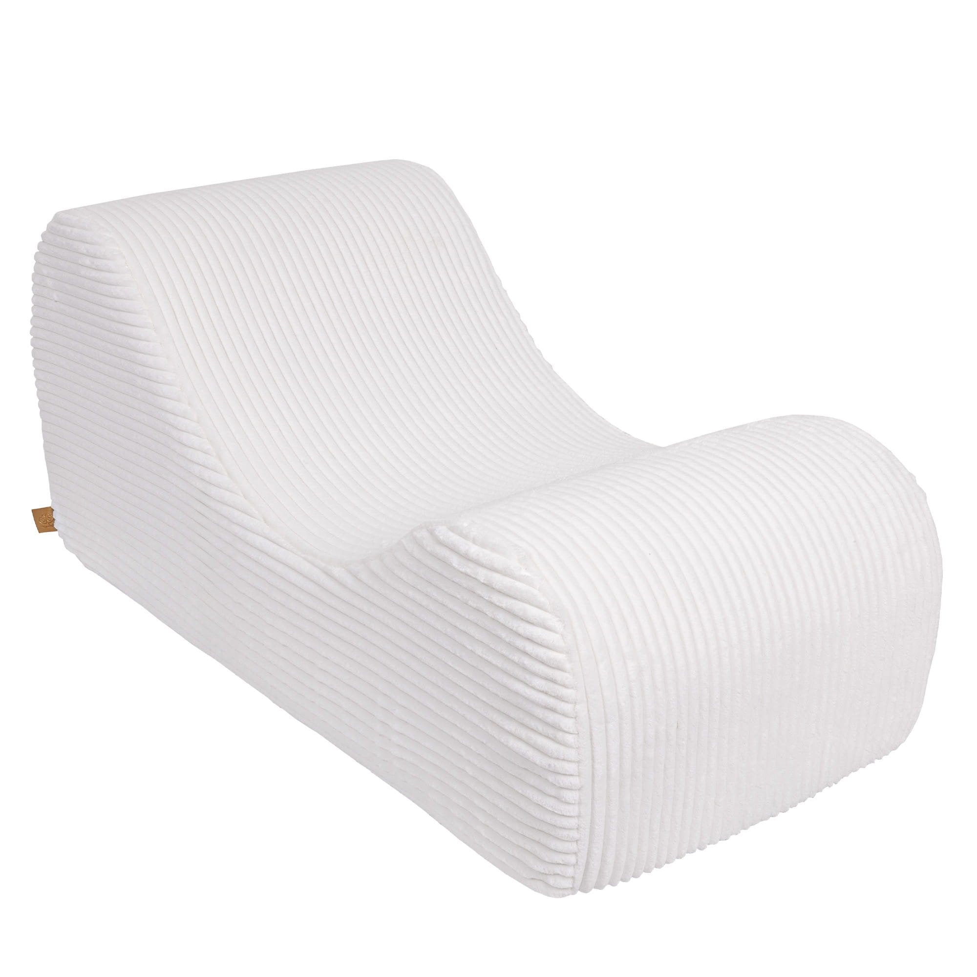 3. White furrycord Wave Lounger without headrest, highlighting contoured S shape