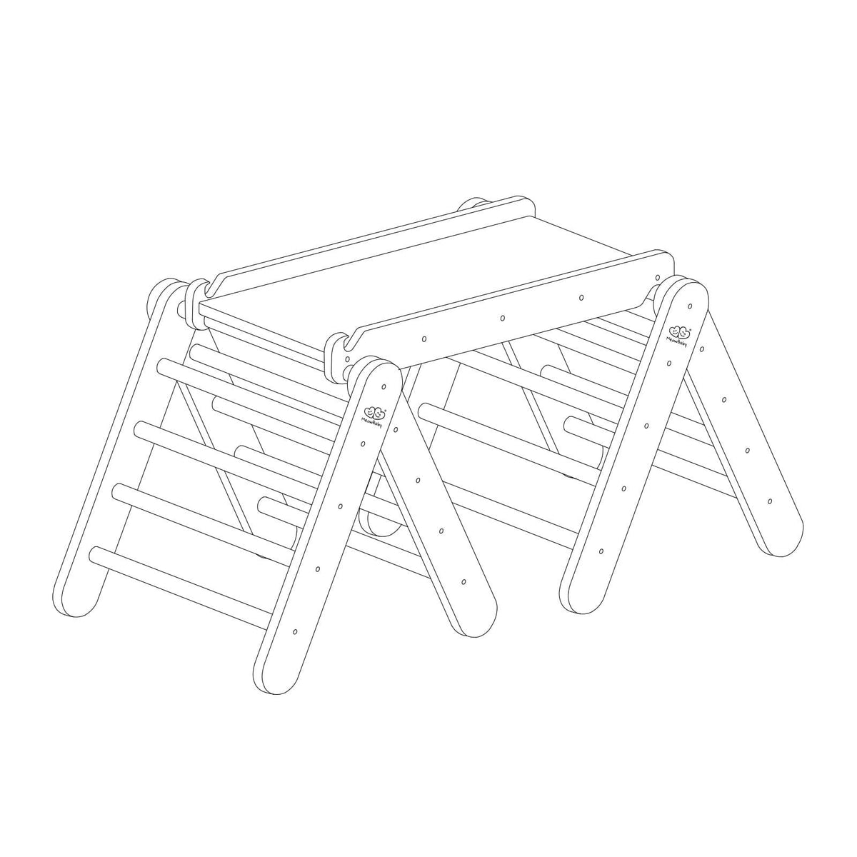 5. Size chart illustration of MeowBaby climbing triangle set with ladder and platform