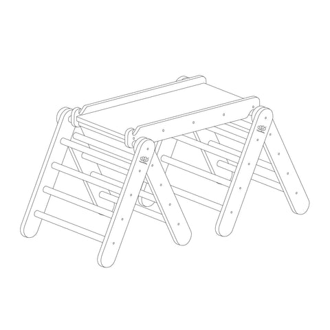 2. Line drawing of MeowBaby grey climbing triangle set with slide and climbing frame