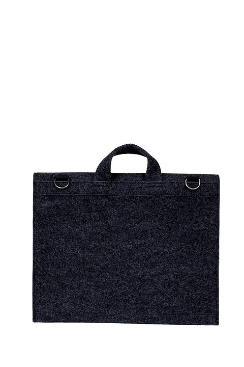 4. Back view of Nordhale black briefcase Hjo, showing handle and attachment rings