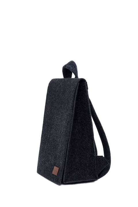 5. Side view of black Nordhale Backpack Lund in studio setting