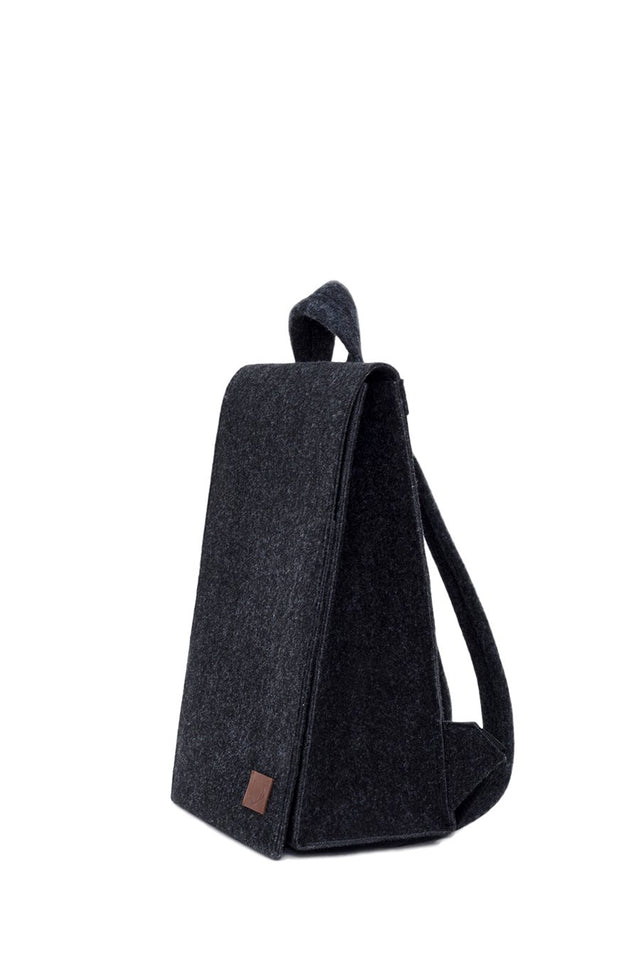 5. Side view of black Nordhale Backpack Lund in studio setting