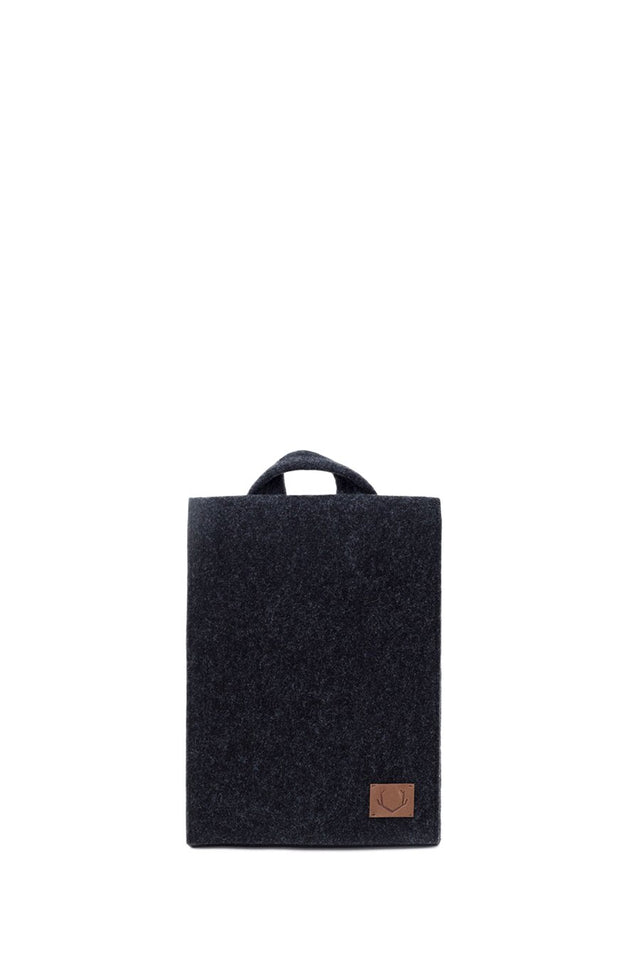 3. Front view of Nordhale Lund Mini Backpack in black, showing minimalist design