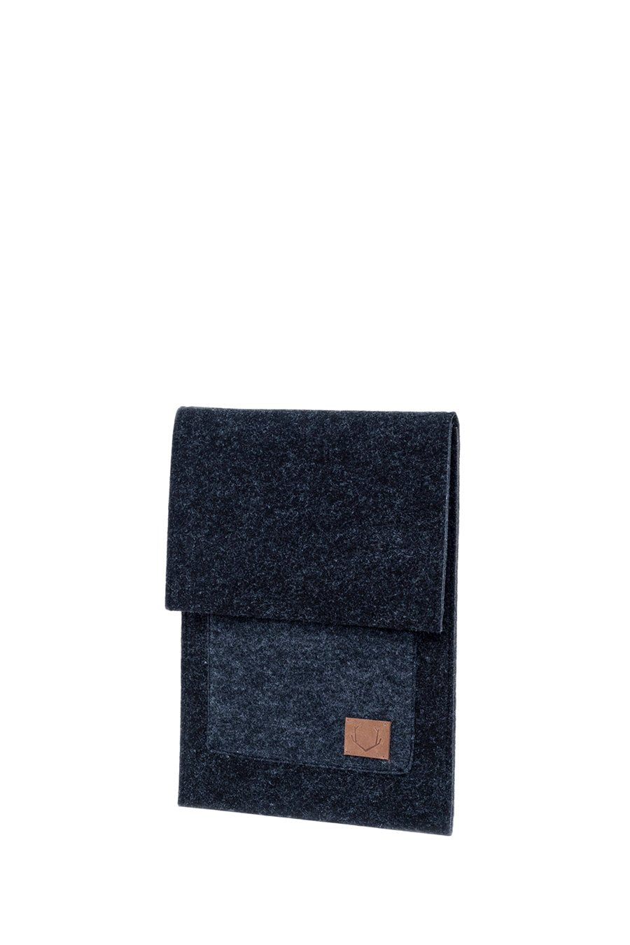 4. Nordhale Malmö black laptop sleeve in studio, angled view