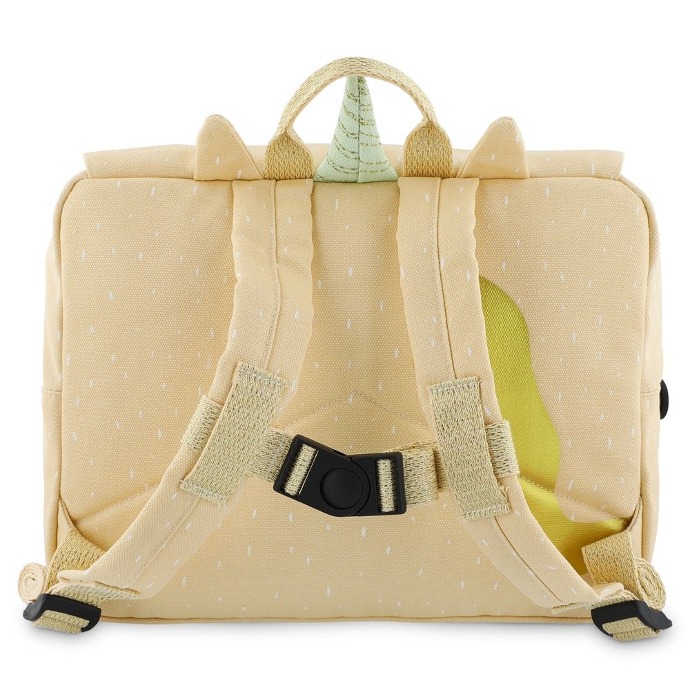 3. Back view of Trixie Baby Mrs Unicorn school bag with adjustable padded shoulder straps and chest strap