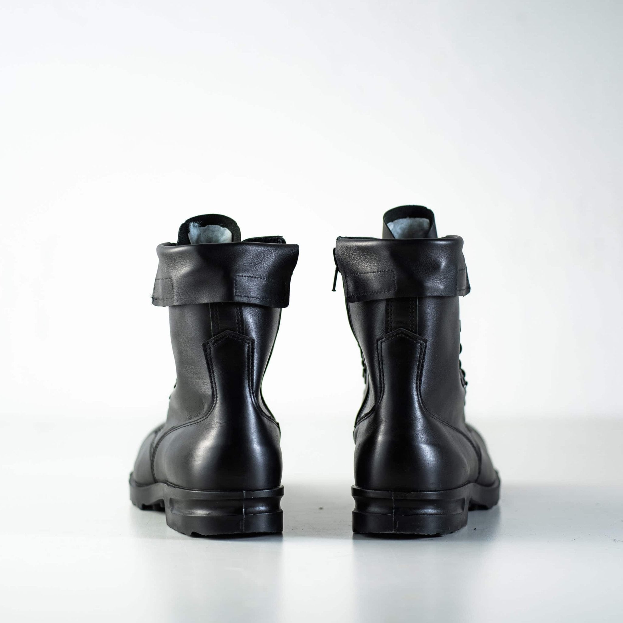 9. Pair of Samelin Hawk Pilot Boots, rear view showing durable outsole and leather finish