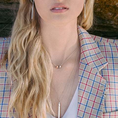 1. Women's Airy Dots Choker by MyaMoon in lifestyle setting, featuring rhodium and rose gold plated 925 silver with elegant design