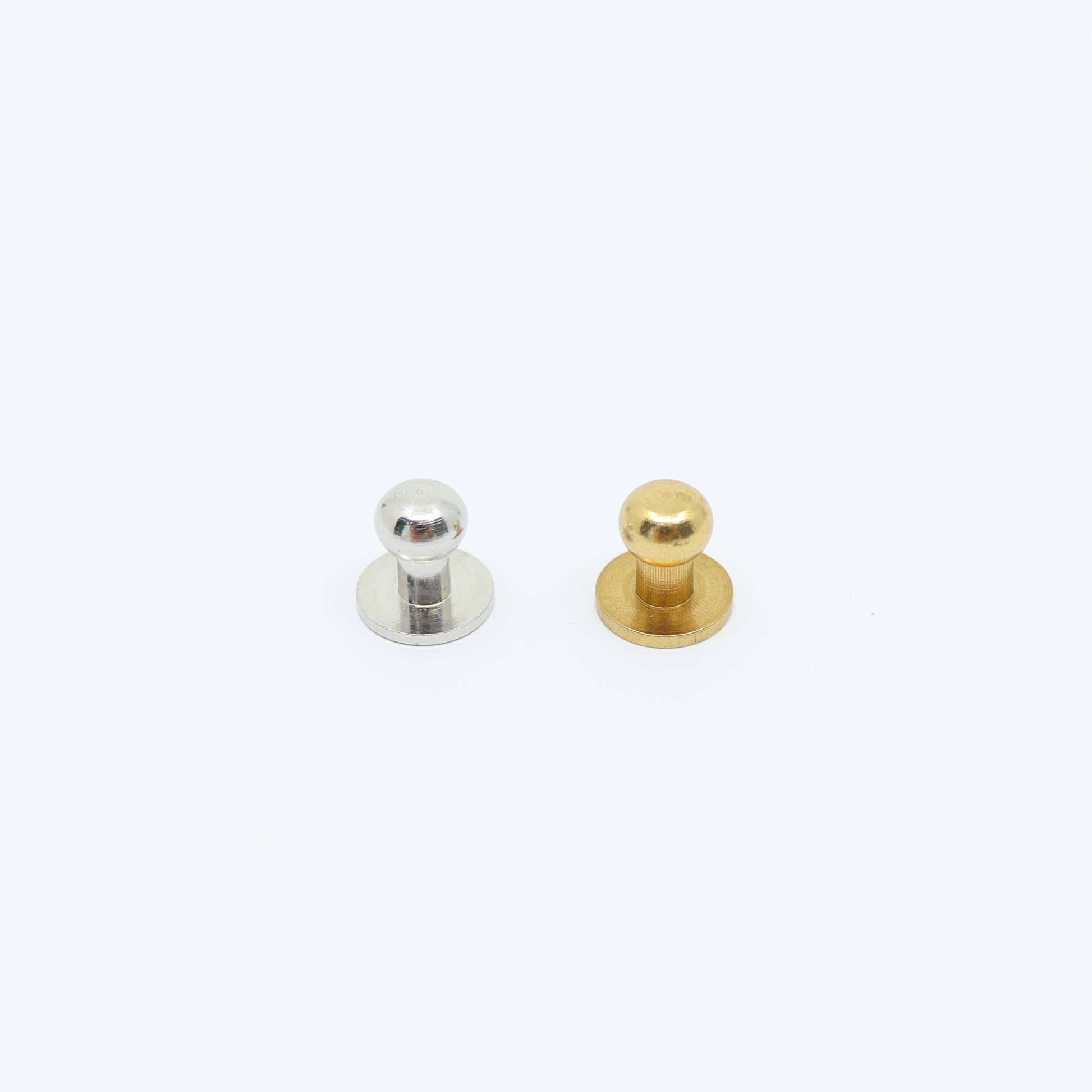 6. Close-up of gold and silver Sam Browne buttons for Tairi Roosve leather phone bag