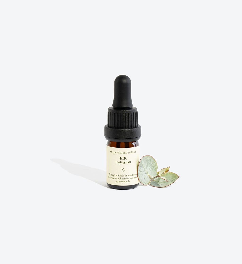 3. Smells Like Spells Essential Oil Blend EIR with eucalyptus leaves, studio shot