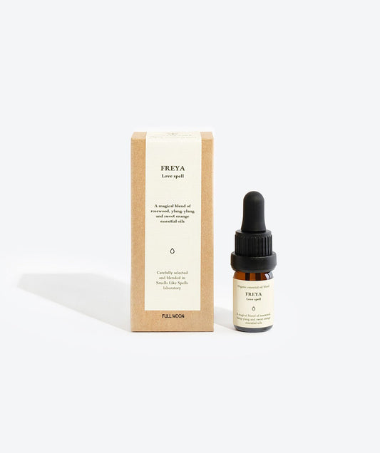1. Smells Like Spells FREYA essential oil blend with box, featuring 5 ml glass bottle and pipette