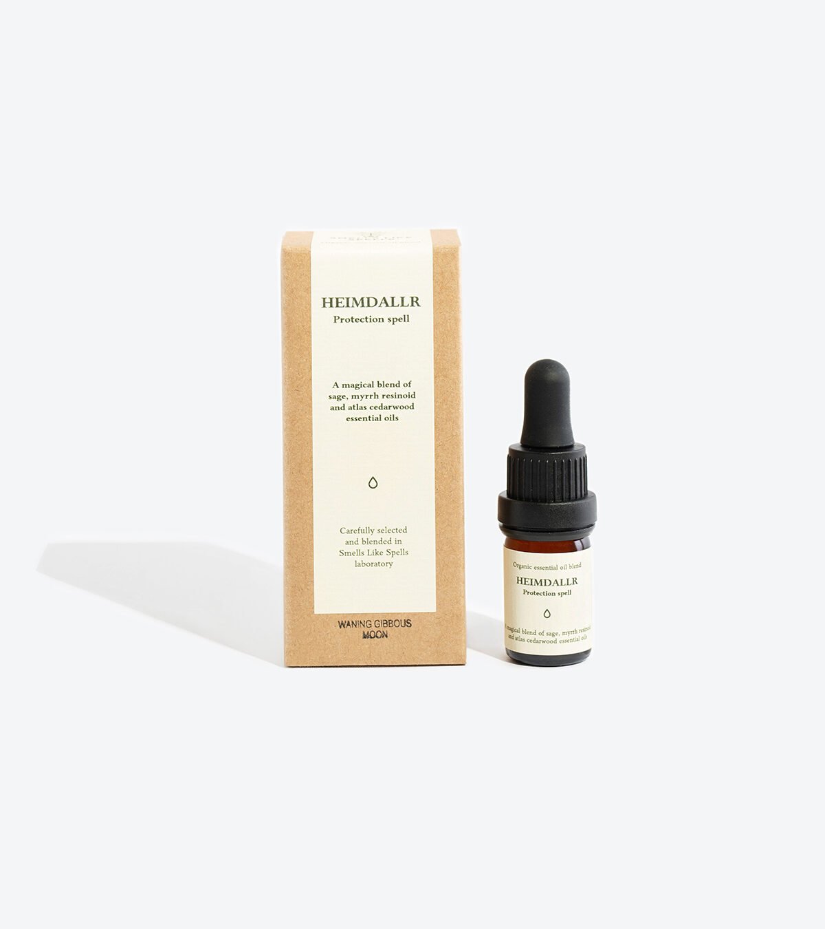 2. Smells Like Spells HEIMDALLR essential oil blend with packaging, featuring protective spell description