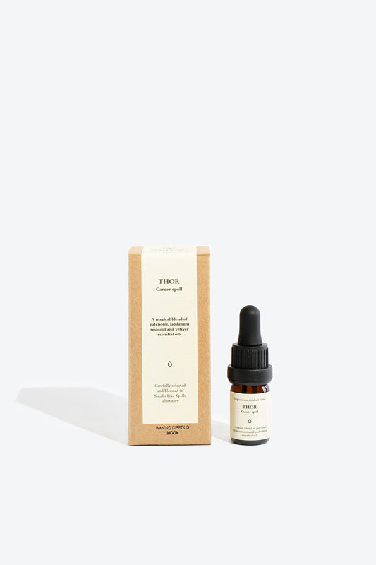 2. Smells Like Spells Essential Oil Blend THOR with packaging, featuring 5 ml glass bottle and box