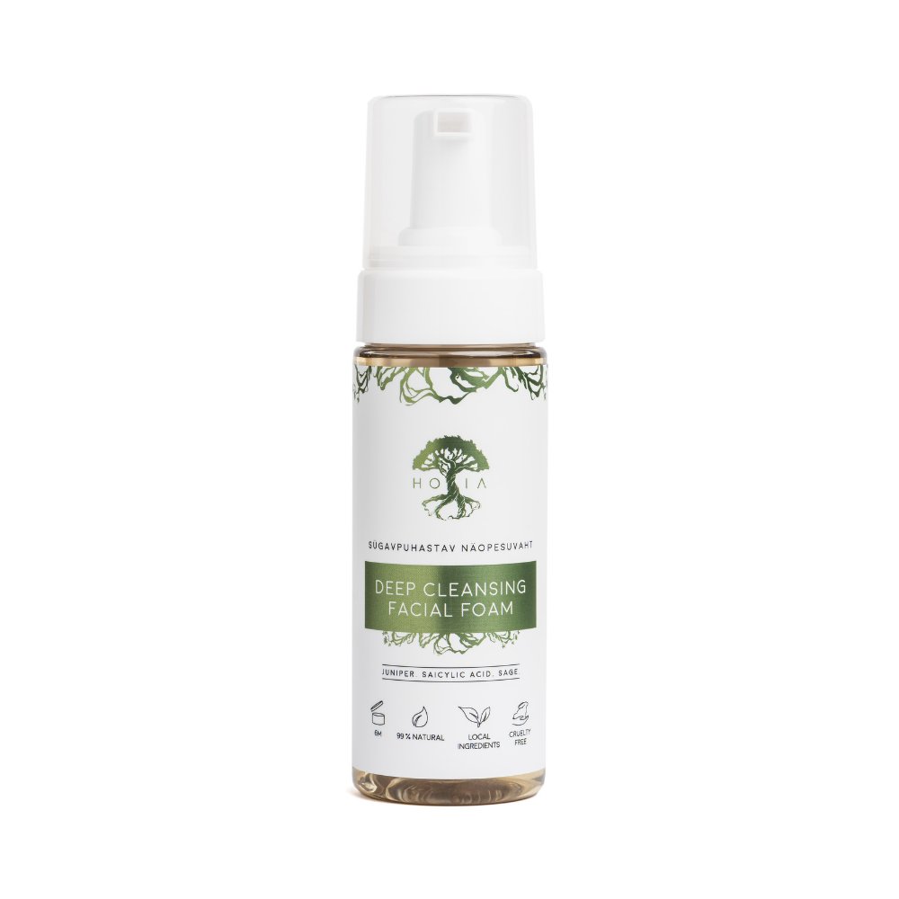 4. Studio image of HOIA homespa Deep Cleansing Facial Foam, showcasing product design and label
