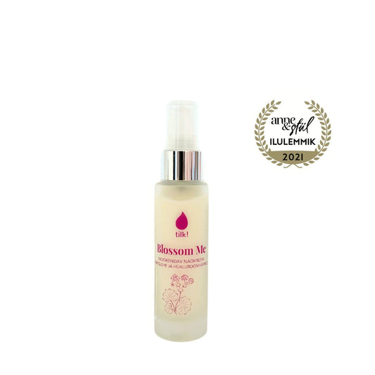 2. Award-winning Tilk! Blossom Me Anti-Stress Face Cream with Lady’s Mantle and Hyaluronic Acid, 50ml bottle with 2021 Anne & Stiil award badge