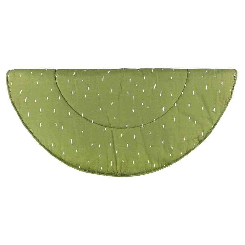 2. Folded green play mat with dotted pattern, showing compact design for easy storage