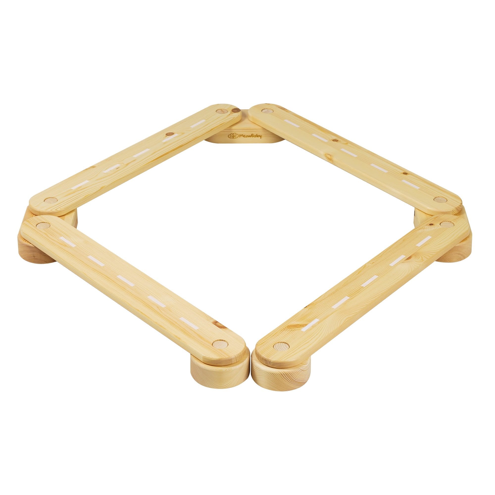 6. Natural wood balance beam with road design arranged in a square