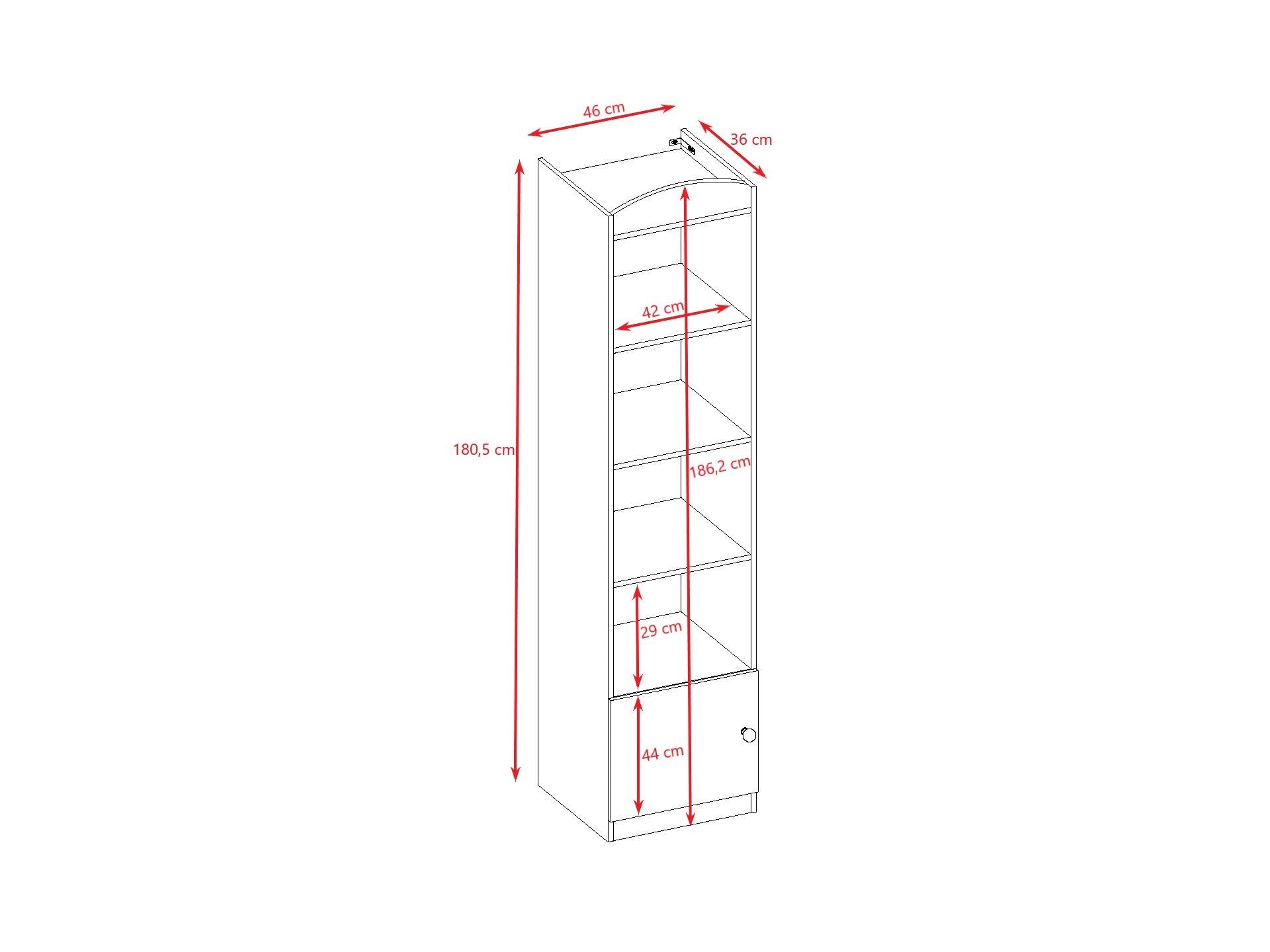 9. Size chart for Babydreams single shelf showing dimensions and shelf measurements in centimeters