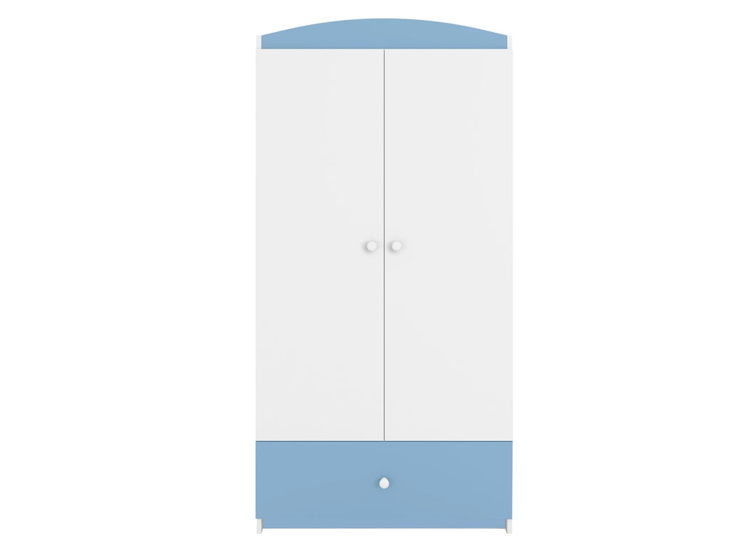 7. White and blue Babydreams wardrobe with two doors and a drawer, studio shot