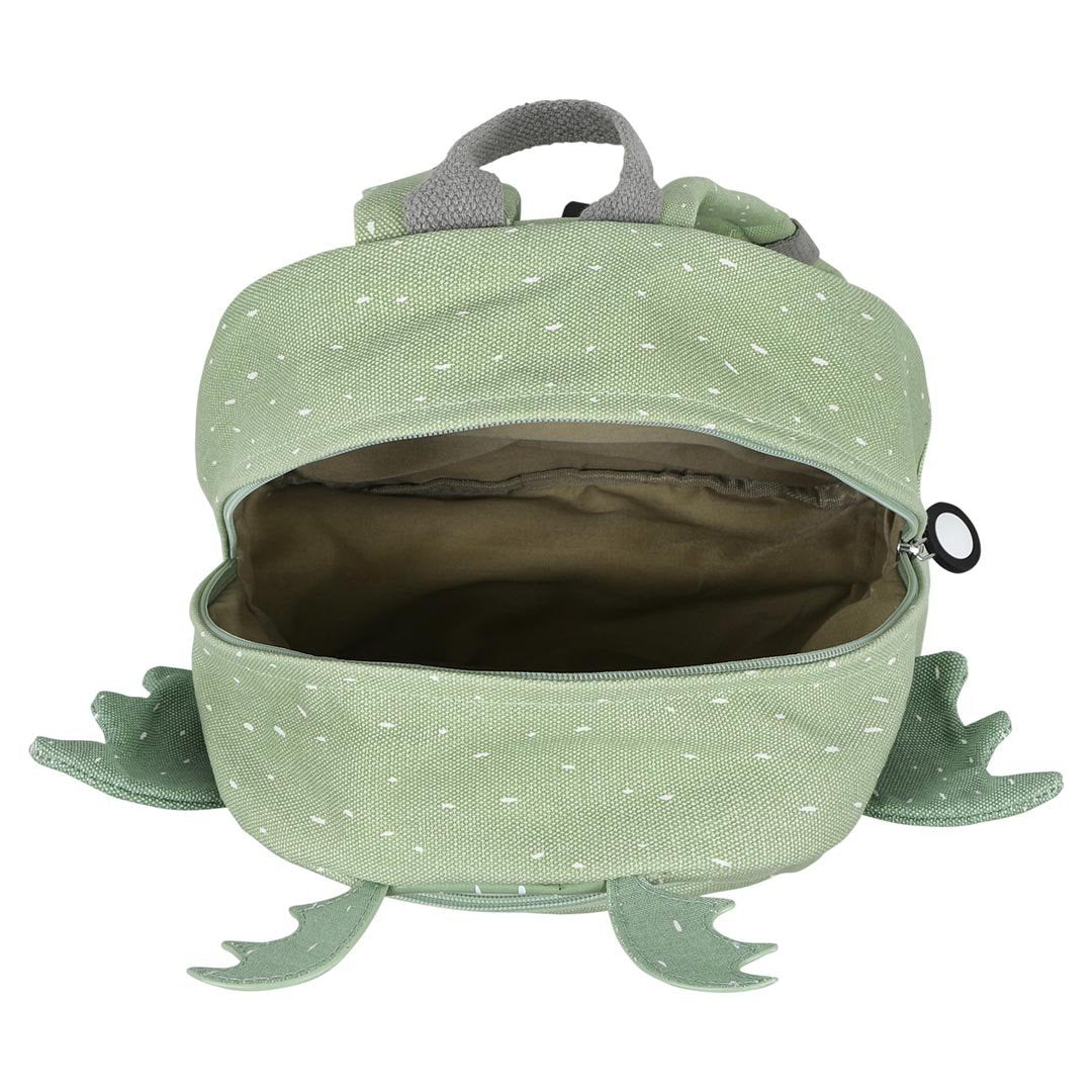 3. Open view of green dragon backpack showing spacious interior