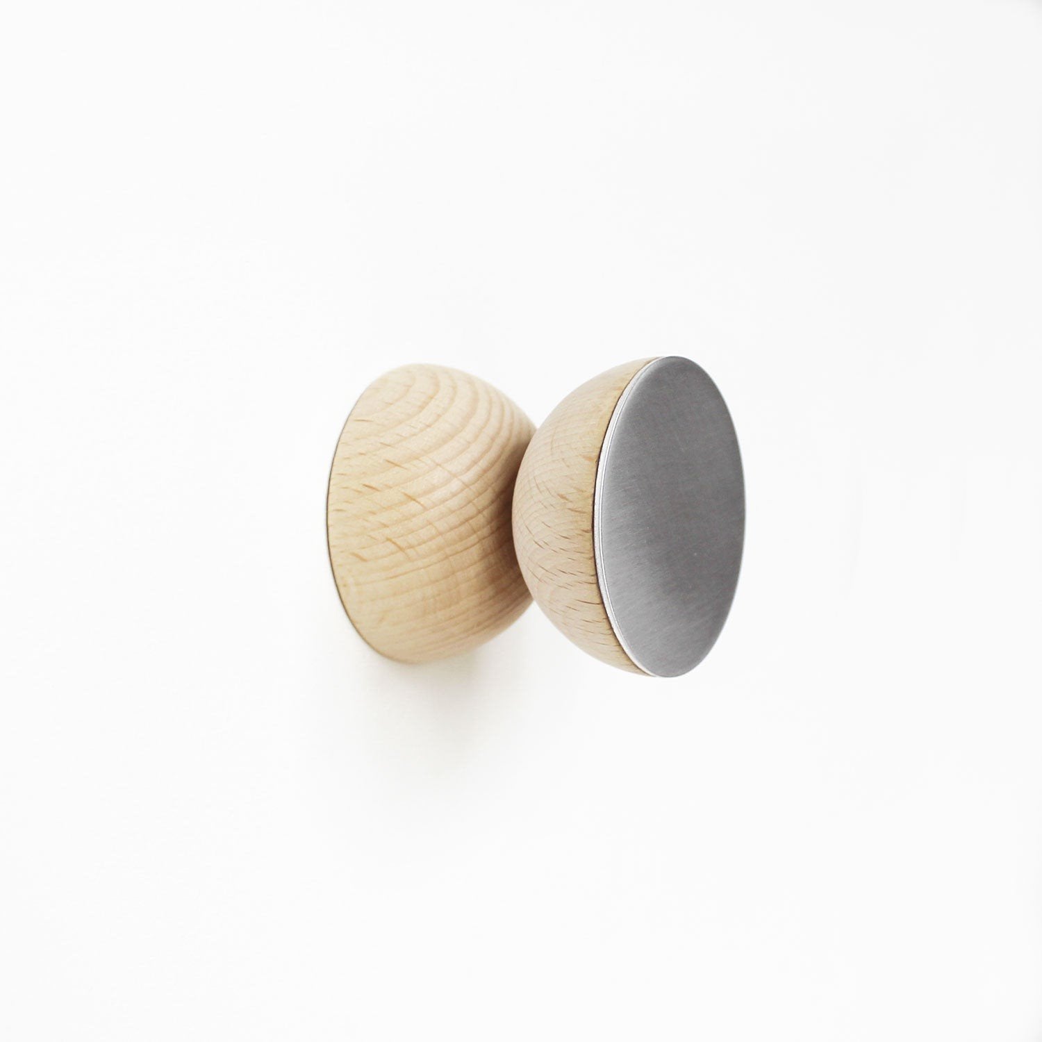 4. Side view of 5mm Paper Beech Wood & Aluminium Wall Hook, showing dual-purpose design