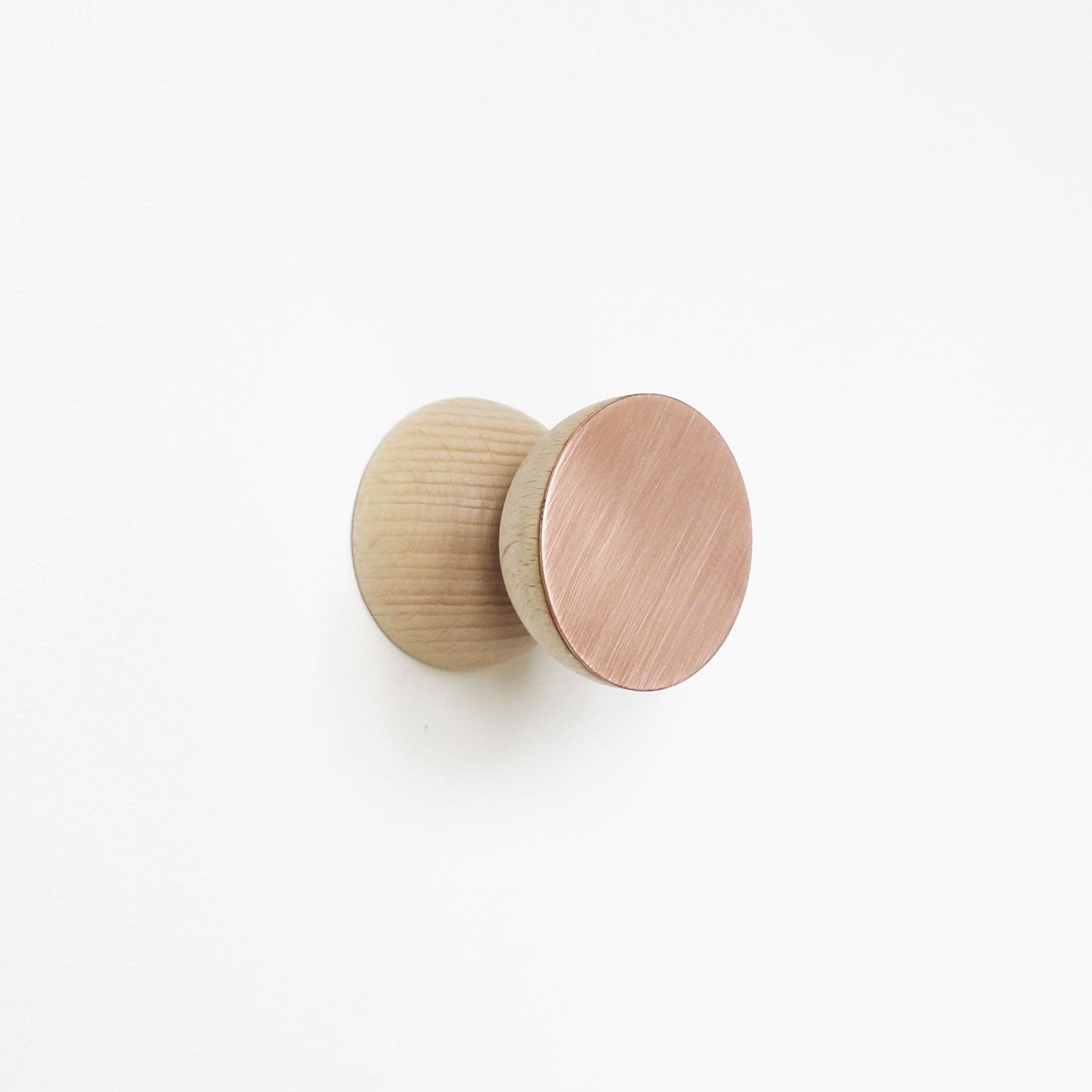 3. Studio shot of Beech Wood & Copper Wall Hook by 5mm Paper, showing brushed copper finish